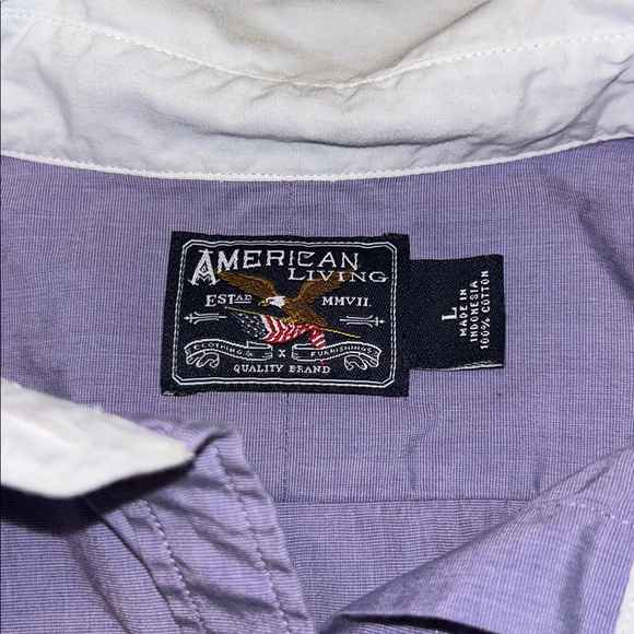 American Living Lavender Shirt with White Collar - Picture 2 of 6